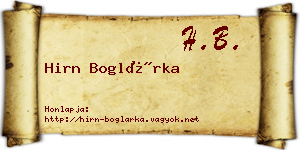 Hirn Boglárka névjegykártya